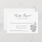 Floral Elegant Calligrafie Script Roos Leaves RSVP Kaart (Voorkant / Achterkant)