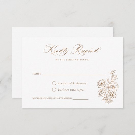 Floral Elegant Calligrafie Script Rozen RSVP Kaart (Voorkant / Achterkant)