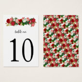 Floral Elegant Calligraphy Burgundy Table Number Visitekaartje (Voorkant /achterkant)