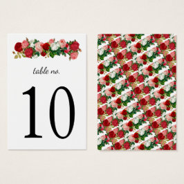 Floral Elegant Calligraphy Burgundy Table Number Visitekaartje