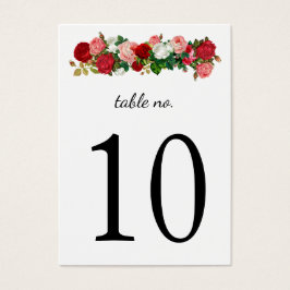 Floral Elegant Calligraphy Burgundy Table Number Visitekaartje
