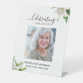 Floral Elegant Celebrating of Life Reclamebord Met Voetstuk