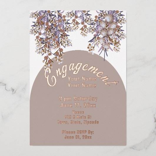 Floral Elegant Chic Folie Invitation Folie Uitnodiging (Voorkant)