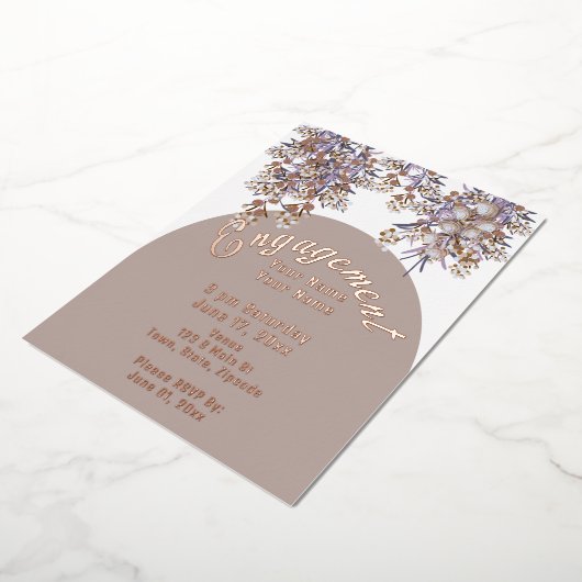 Floral Elegant Chic Folie Invitation Folie Uitnodiging (Gedraaid)