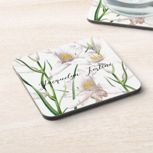 Floral Elegant Chic Schattige Kalligrafie Voeg naa Bier Onderzetter (Linkerzijde)