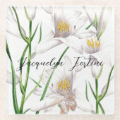 Floral Elegant Chic Schattige Kalligrafie Voeg naa Glazen Onderzetter (Voorkant)