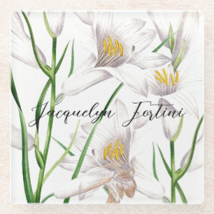 Floral Elegant Chic Schattige Kalligrafie Voeg naa Glazen Onderzetter