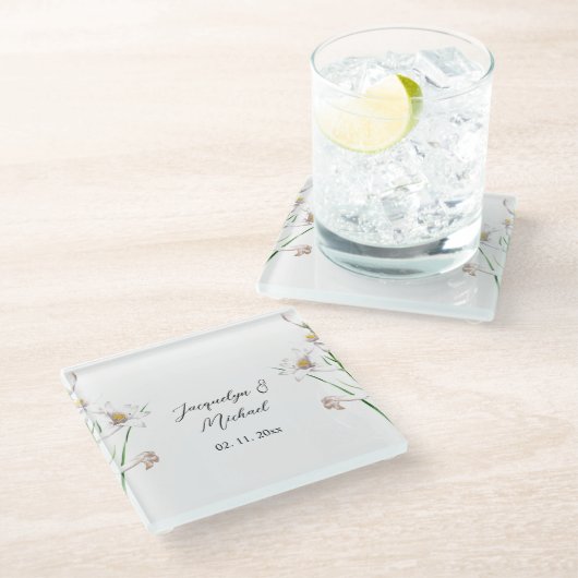 Floral Elegant Chic Schattige Kalligrafie Voeg naa Glazen Onderzetter (Schuin)