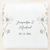 Floral Elegant Chic Schattige Kalligrafie Voeg naa Glazen Onderzetter (Voorkant)