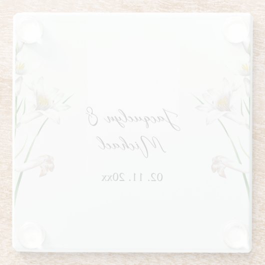 Floral Elegant Chic Schattige Kalligrafie Voeg naa Glazen Onderzetter (Achterkant)