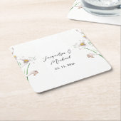 Floral Elegant Chic Schattige Kalligrafie Voeg naa Kartonnen Onderzetters (Schuin)