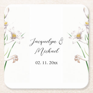 Floral Elegant Chic Schattige Kalligrafie Voeg naa Kartonnen Onderzetters