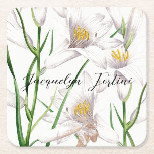 Floral Elegant Chic Schattige Kalligrafie Voeg naa Kartonnen Onderzetters