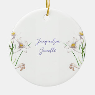 Floral Elegant Chic Schattige Kalligrafie Voeg naa Keramisch Ornament