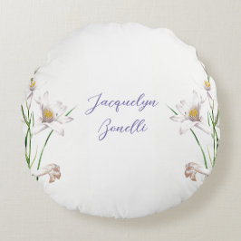 Floral Elegant Chic Schattige Kalligrafie Voeg naa Rond Kussen