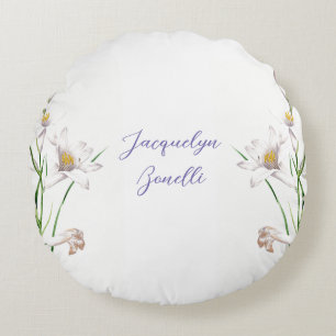 Floral Elegant Chic Schattige Kalligrafie Voeg naa Rond Kussen