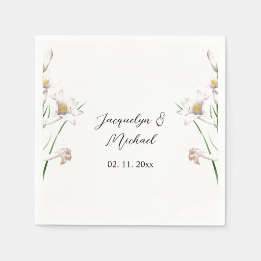 Floral Elegant Chic Schattige Kalligrafie Voeg naa Servet (Voorkant)