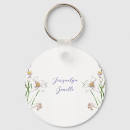 Floral Elegant Chic Schattige Kalligrafie Voeg naa Sleutelhanger