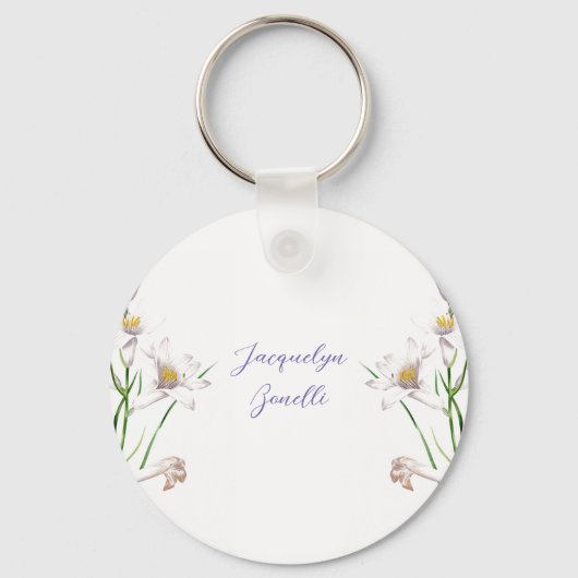 Floral Elegant Chic Schattige Kalligrafie Voeg naa Sleutelhanger (Voorkant)
