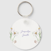 Floral Elegant Chic Schattige Kalligrafie Voeg naa Sleutelhanger (Achterkant)