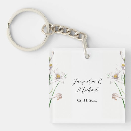 Floral Elegant Chic Schattige Kalligrafie Voeg naa Sleutelhanger (voorkant)