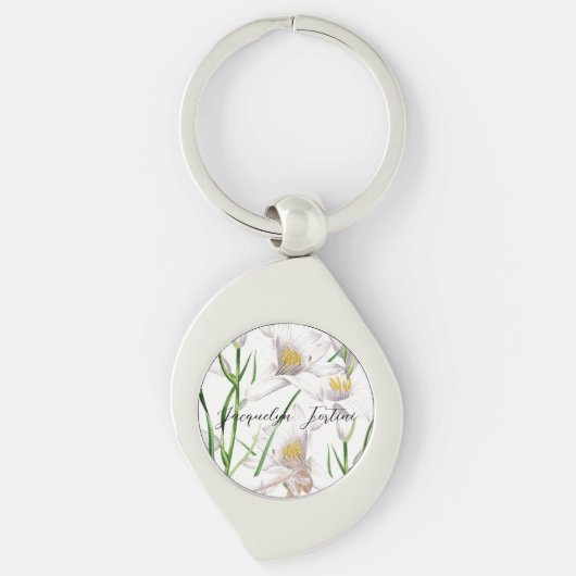 Floral Elegant Chic Schattige Kalligrafie Voeg naa Sleutelhanger (Voorkant)
