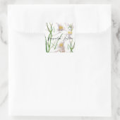 Floral Elegant Chic Schattige Kalligrafie Voeg naa Vierkante Sticker (Tas)