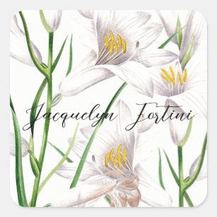 Floral Elegant Chic Schattige Kalligrafie Voeg naa Vierkante Sticker