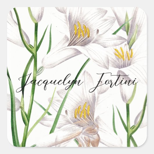 Floral Elegant Chic Schattige Kalligrafie Voeg naa Vierkante Sticker (Voorkant)