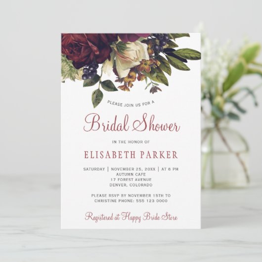 Floral elegant chic script vrijgezellenfeest kaart (Staand voorkant)