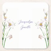 Floral Elegant Chique Calligrafie Naam Lithograph Kartonnen Onderzetters (Voorkant)