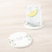 Floral Elegant Chique Calligrafie Naam Lithograph Zandsteen Onderzetter (Zijkant)