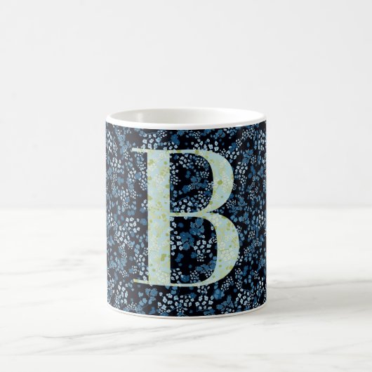 Floral Elegant Classy Monogram B blauw w/zin Koffiemok (Center)