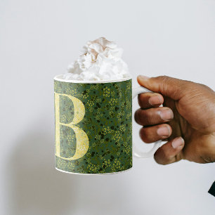 Floral Elegant Classy Monogram B groen w/zin Koffiemok