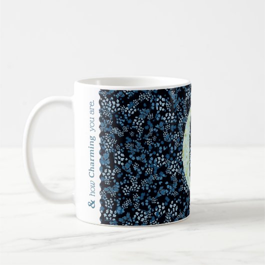 Floral Elegant Classy Monogram C blauw w/zin Koffiemok (Links)