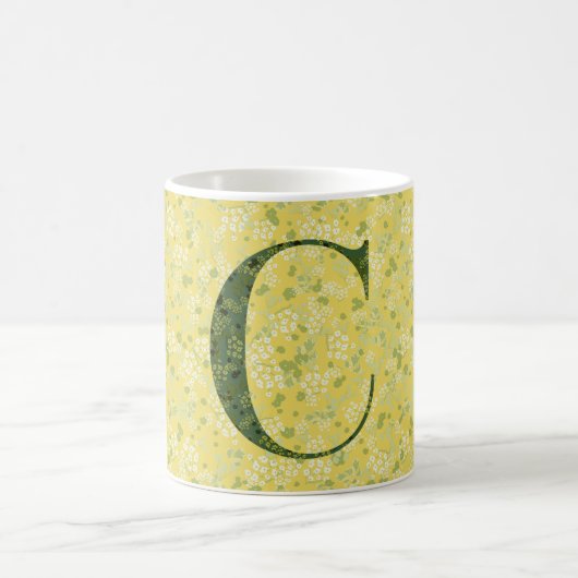 Floral Elegant Classy Monogram C geel w/zin Koffiemok (Center)