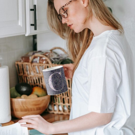 Floral Elegant Classy Monogram C paarse w/zin Koffiemok