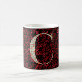 Floral Elegant Classy Monogram C rood w/zin Koffiemok (Center)