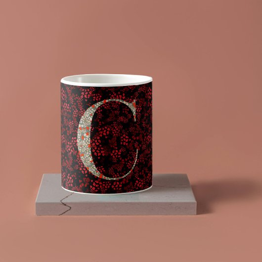 Floral Elegant Classy Monogram C rood w/zin Koffiemok