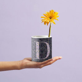 Floral Elegant Classy Monogram D paarse w/zin Koffiemok