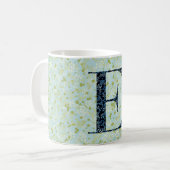 Floral Elegant Classy Monogram E blauw w/zin Koffiemok (Voorkant links)