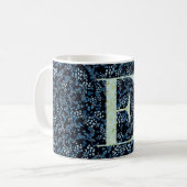 Floral Elegant Classy Monogram E blauw w/zin Koffiemok (Voorkant links)