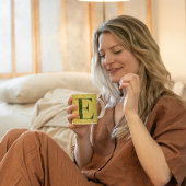 Floral Elegant Classy Monogram E geel w/zin Koffiemok