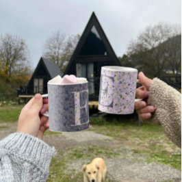 Floral Elegant Classy Monogram E paarse w/zin Koffiemok