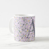 Floral Elegant Classy Monogram Een lila w/zin Koffiemok (Voorkant links)