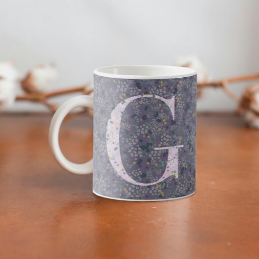 Floral Elegant Classy Monogram G paarse w/zin Koffiemok