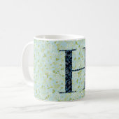 Floral Elegant Classy Monogram H blauw w/zin Koffiemok (Voorkant links)