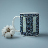 Floral Elegant Classy Monogram H blauw w/zin Koffiemok