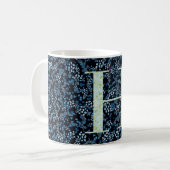 Floral Elegant Classy Monogram H blauw w/zin Koffiemok (Voorkant links)