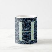 Floral Elegant Classy Monogram H blauw w/zin Koffiemok (Center)